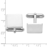 Sterling Silver 925 Polished Square Cuff Links with Rhodium Plating, Engravable